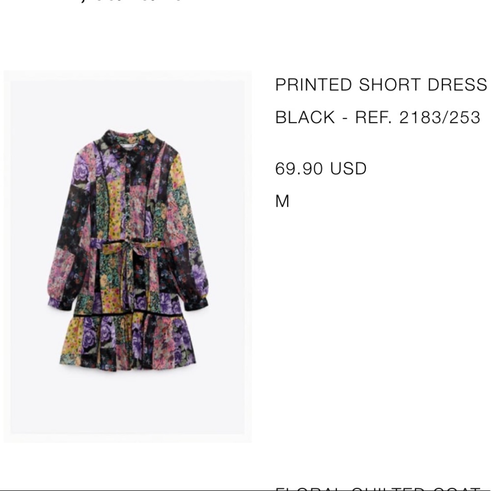 Zara printed mini dress